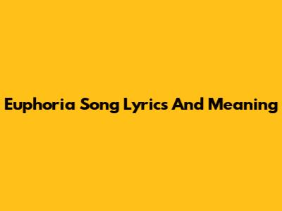 Euphoria Song Lyrics And Meaning