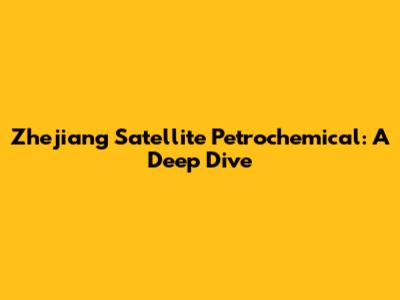 Zhejiang Satellite Petrochemical: A Deep Dive